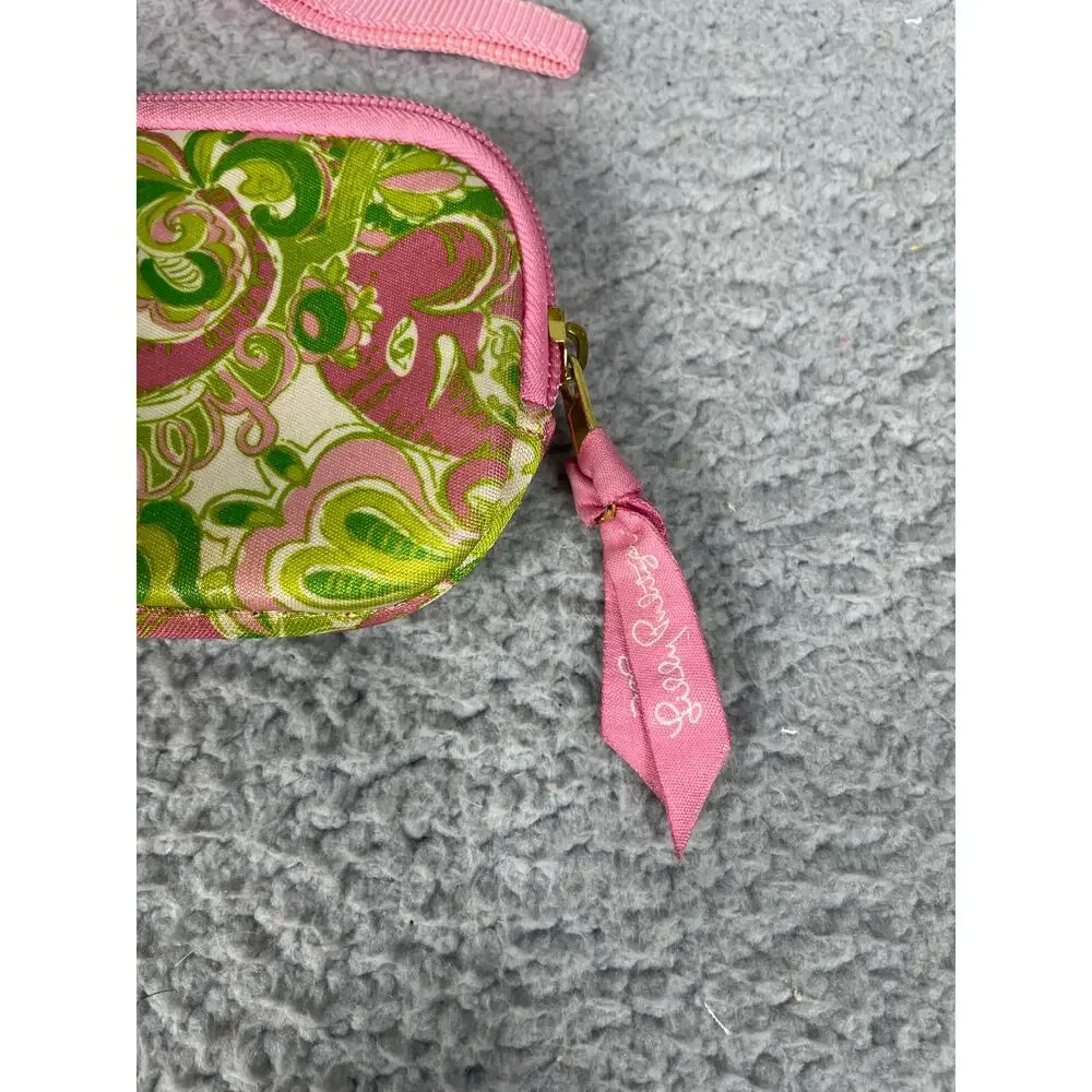 Lilly Pulitzer Green Pink Camera Case Womens Wallet Wristlet